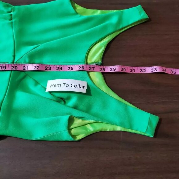 Roos Atkins Womens A Line Dress Green Pleated Mini Scoop Neck Sleeveless Zip 7 - Picture 6 of 10